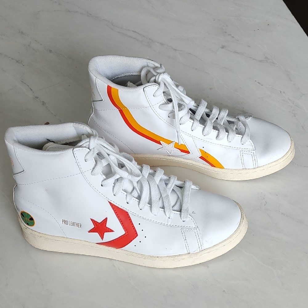 Converse White and Red High-Top Sneakers
